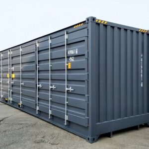 Container 40 Fuß High Cube Open Side – Vollständig öffnbare Seitenwand, Grau